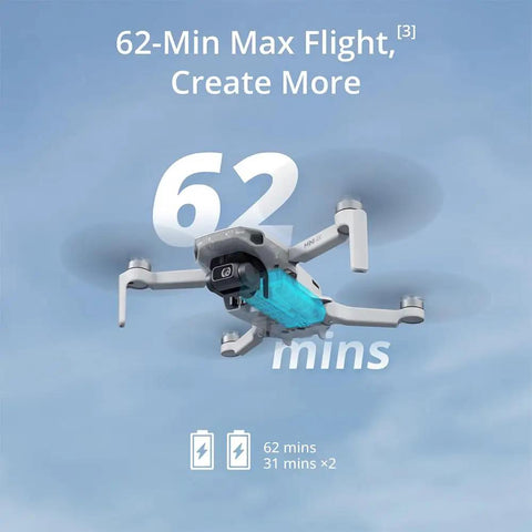 Mini 4K Camera Drone Bundle With Case And Extra Battery Under 249 Grams featuring 62-minute flight time