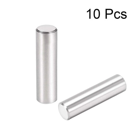 Two pieces of Ten Pack 8mm By 30mm Stainless Steel Dowel Pins Set For Shelves And Fastening, centerless ground finish, 10 Pcs, silver tone.