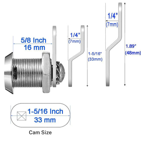 Built Tough Five Eighth Inch Cam Locks Keyed Alike Six Pack Zinc Chrome Cabinet Drawer Security Easy Install Hardware Snug Fit For Mailboxes Tool Chests Rv Cabinet Storage