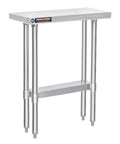 Front view of Stainless Steel Work Table 30x12 Heavy Duty NSF Commercial Prep Table With Under Shelf Outdoor Pizza Oven Stand Kitchen Island Laundry Utility Garage Microwave Rolling Cart.