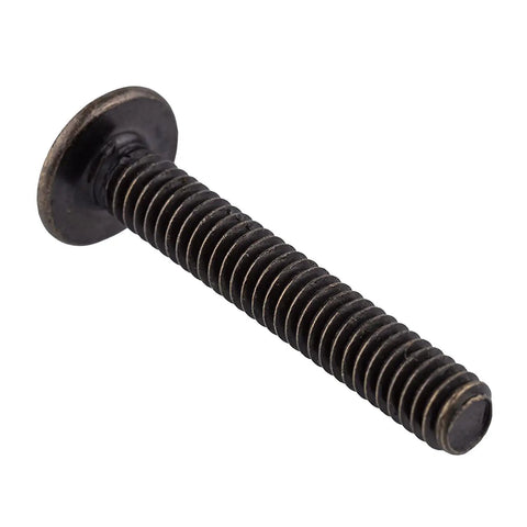 Top Shelf Pack Of Twenty Knockout Antique Brass Truss Head Machine Screws Size Eight Thirty Two One Quarter Inch Long For Sweet Hardware Projects And Dresser Drawer Pulls Ready To Mount And Grips Damn Tight screw shown from side angle on a white background.