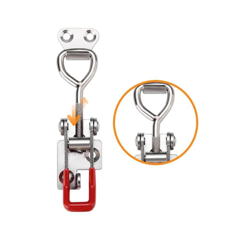 Front view of 4 Pack Heavy Duty 4002 Toggle Latch Clamp With Lock Hole For Quick Release, holding up to 485 lbs, shown with close-up inset.
