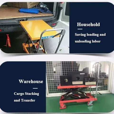 Heavy Duty Hydraulic Scissor Lift Workhorse Built Tough With Rock Solid Steel Frame And Multi Directional Wheels For Smooth Manual Pumping And Super Quick Warehouse Moves in household and warehouse settings.