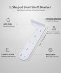 Heavy Duty L Shaped Shelf Brackets Made From Q235 Steel With White Finish For Wall Mount Cabinets And Floating Shelves 1 Pack shown