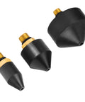 Three Piece One Eighth Inch Rubber Tip Set For Air Blow Gun With Brass Fittings, Includes 15mm, 24mm, 35mm nozzles