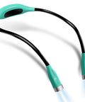 Green Neck Reading Light Hands Free For Cozy Bedside Reading, flexible and rechargeable with amber light, three modes visible