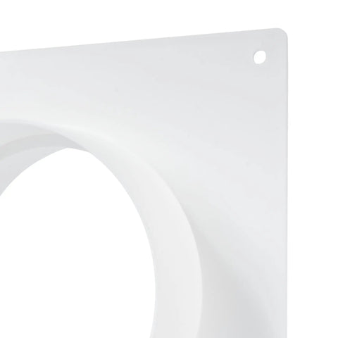 Heavy Duty Plastic Duct Connector Flange For Round Vent 4 Inch Easy Install DIY Wall Plate Adapter For HVAC Exhaust And Intake Coupling Airflow Fitting For Ventilation And Cooling Systems white plastic wall plate with round duct opening