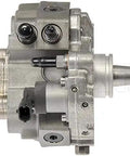 Direct Fit Replacement Common Rail Fuel Pump For 2004-2005 Chevrolet C4500 Kodiak Remanufactured, side view showing outlets and sensor.