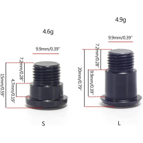 Heavy Duty Steel Rear Derailleur Screws And Fixing Bolts for Secure Mountain Bike Gear Shifts, sizes S and L with dimensions
