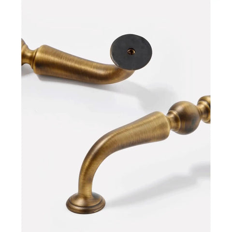 Close-up of Antique Bronze Cabinet Handle And Drawer Pull Set With 5 Inch Center To Center Spacing, Solid Brass Vintage Kitchen Cupboard Knob