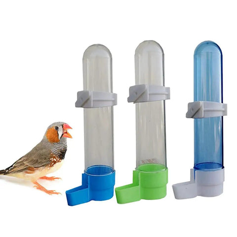 Auto Bird Feeder And Water Dispenser With Clear Polymer Reservoir Clip On Cage Rack Gravity System For Budgies Cockatiels And Parakeets No Sweat Setup Keeps Em Good Daily featuring three clear polymer feeders.