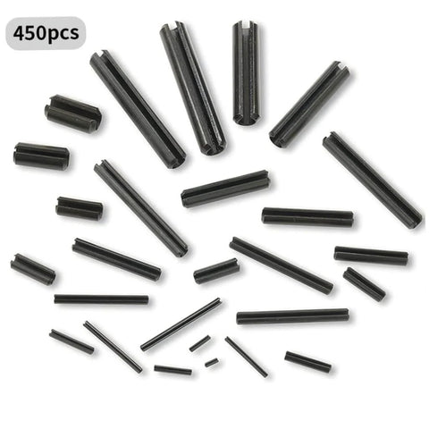 Assorted Roll Pins Kit Slotted Spring Dowel Pins 450 Piece Set In Plastic Storage Case For Cogs Wheels And Mechanical Projects