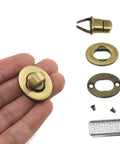 HAHIYO antique-brass twist purse closure turn-lock set with washers, 2 sets, for wallets and handbags, 1.1 inch