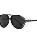 Worksite Ready Detachable Side Shield Safety Glasses With Sharp Polarized UV400 Lenses Featherlight TR Frame in matte black with clear shields.