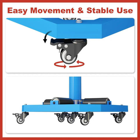 Close-up of Cable Reel Turntable With Locking Wheels For Reels Up To 36 Inch Diameter Portable Wire Spool Rack, showing wheel mechanism.