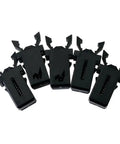 5 black plastic clips from 10 Piece Trash Can Lock Replacement Kit With Durable Spring Press Buckle, Touch Top Button, Plastic Repair Clip