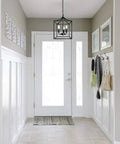 Black Farmhouse Pendant Light Lantern Cage Chandelier For Industrial Kitchen Foyer Dining Room And Island Three Light E12 Fixture Vintage Style 15x11 Inches With Classic Lantern Look And Cozy Dope Glow in modern foyer