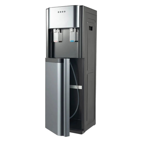 Bottom Loading Water Cooler Dispenser For 5 Gallon Bottles With Hot And Cold Water, Stainless Steel Inner Tank, open panel view