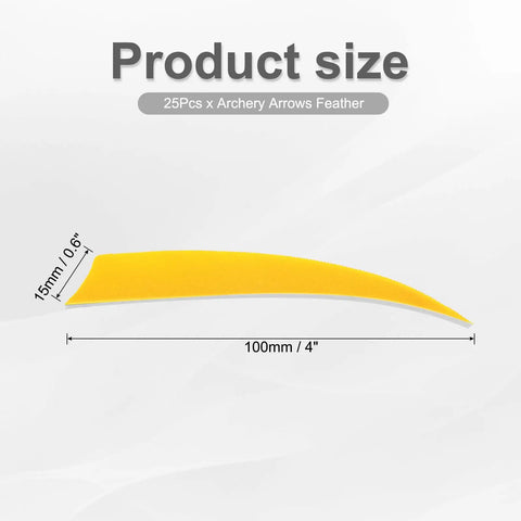 4 Inch Turkey Feather Arrow Vanes Left Wing Fletching 25 Pack Yellow For DIY Archery Arrows Target Practice And Hunting Lightweight