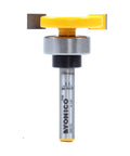 Front view of Top Bearing Slot Cutter Router Bit For 1/4 By 1/4 Inch Slots, 1-1/4 Inch Diameter with a 1/4 Inch Shank, premium C3 carbide edge.