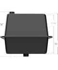 Rock Solid Vented Rv Marine Battery Box Secures Your Group 24 Cells In A Side By Side Layout showing dimensions and black design.