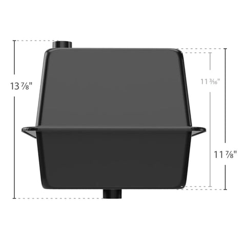 Rock Solid Vented Rv Marine Battery Box Secures Your Group 24 Cells In A Side By Side Layout showing dimensions and black design.