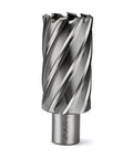 Front view of an HSS annular cutter with Weldon shank for magnetic drill press, 1-5/16 in cutting diameter