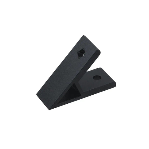 4 Pack 45 Degree Aluminum Corner Brackets For 3030 Extrusions Black With Mounting Screws And Nuts, side view of single bracket