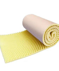 Real Deal Self Adhesive Soundproofing Foam Panels Silence Background Noise On Walls And Cars Straight Up Heavy Duty Egg Crate Acoustic Insulation Flame Resistant Yellow rolled out with egg crate design