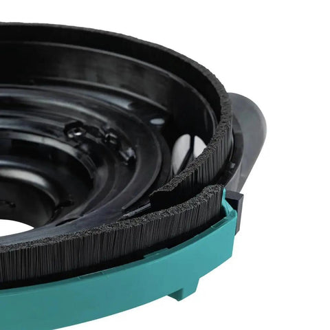 Close-up of 7 Inch Dust Extraction Surface Grinding Shroud with Soft Brushes and 4-spring suspension, showing slidable edge piece.