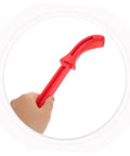 Hand holding red woodworking push stick, part of 2 Pack Woodworking Push Sticks for Safety and Precision, Ergonomic Jointer Push Blocks.