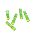 Strip Bubble Level Vial, High Precision Horizontal Spirit Level Bead(Large 5PCS) in green transparent plastic with visible liquid.