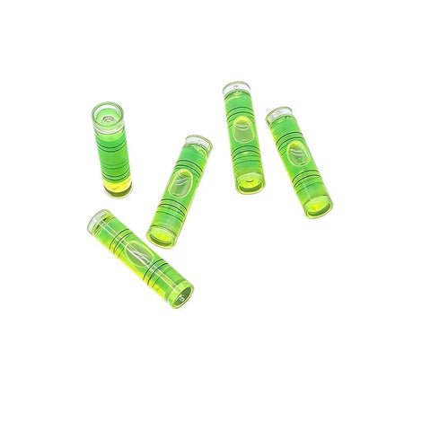 Strip Bubble Level Vial, High Precision Horizontal Spirit Level Bead(Large 5PCS) in green transparent plastic with visible liquid.