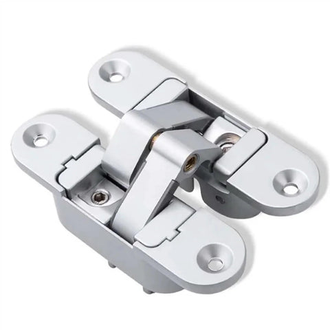 Gold Finish Three Dimensional Invisible Cabinet Hinge Set for Wood Doors with Screws, 180 Degree Hidden Folding Door Hinge