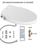 Self Cleaning Dual Nozzle Bidet Seat With Non Electric Operation Separate Front And Rear Cleaning Natural Water Spray Soft Close Lid Easy DIY Installation For A Fresh Hygienic Bathroom Upgrade shown with all required accessories