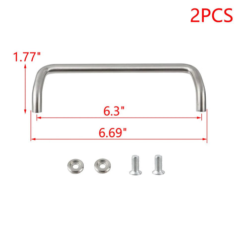 2 Pack 90 Degree Offset Door Pulls in Stainless Steel for Cabinets with Screws, 6.3 Inch C-to-C and 0.39 Inch Diameter