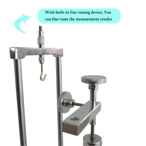 Spring Testing Meter 500N Push-Pull Tensile Tester For Extension And Compression With 99 Data Storage, Multi-Unit Readout In N KG LB, English LCD, Real-Time And Peak Modes, Modbus RTU Ready on test stand with hook and adjustment knob