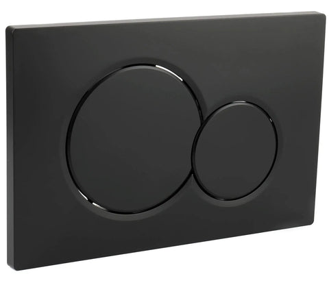 Jet Black Gloss Dual Flush Actuator Plate For Concealed Cisterns, wall mount push button, sleek design, compatible with 115.770.DW.5