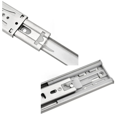 Stainless Steel Soft Close Drawer Slides Heavy Duty Three Section Track Rails Runners Repair Kit For Smooth Quiet Operation No Pinch Fingers In Kitchen Bathroom Or Office Use Ten Inch 250mm installed close-up