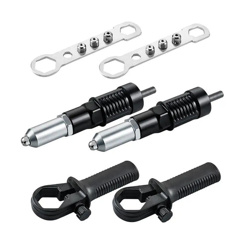 Cordless Drill Rivet Tool Adapter Kit With Quick Connect Hex Design Converts Any Drill Into A Rivet Gun Includes 4 Nut Cores And Blind Rivet Heads, aluminum alloy