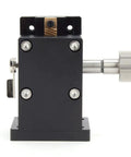 Side view of Beefy Manual Lifting Stage With Z Linear Slide Table For Precise Trimming And XY Axis Rotation, aluminum.