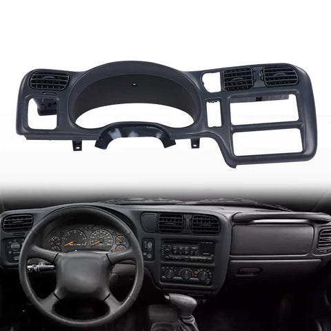 Dash bezel cover, dark gray plastic, for Chevy Blazer/S10, GMC Jimmy, S15 Sonoma (1998–2004)