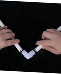 LABRIMP balloon stand kit: white plastic tubes with pastel blue elbow connector; hands assembling