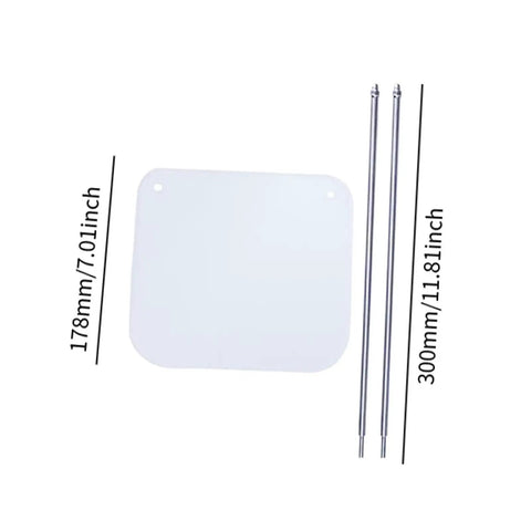 Clear Acrylic Bezel Splash Guard For Glass Art Grinding With Mounting Rod Pro Grade Craft Tool, 178x160mm board, 300mm rod
