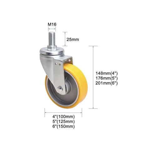 Heavy Duty Caster Wheels With MX Threaded Stem For Workbench Furniture And Cart Use Swivel Locking Casters With Brakes