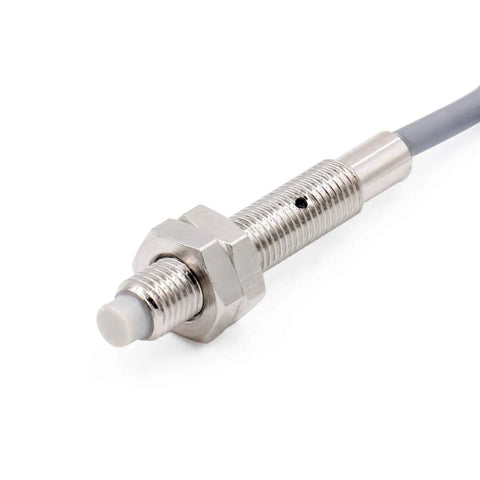 Inductive Proximity Sensor Switch Non Shield Type With 2mm Sensing Range, 10 To 30V DC, 150mA, NPN Normally Open, 3 Wire, M6 Mount, 78 Inch Cable, Grey Housing A Real Workhorse For Automation And Machinery, close-up