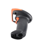 Fast Decode Barcode Scanner with Rebound Button Handheld QR Reader shown from an angle highlighting the grip and button