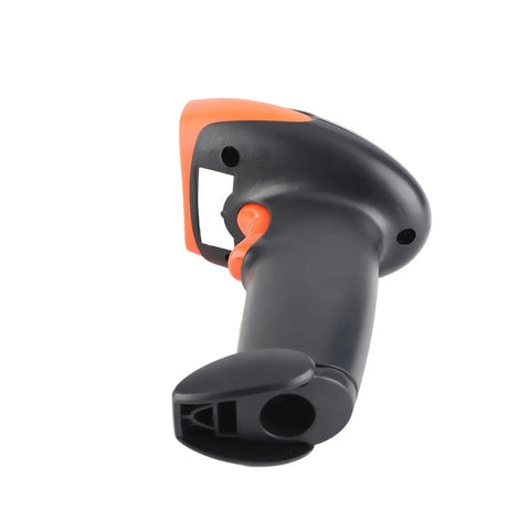 Fast Decode Barcode Scanner with Rebound Button Handheld QR Reader shown from an angle highlighting the grip and button