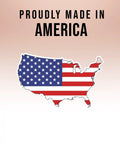 Magnetic bumper sticker, front view: United States map outline filled with American flag stripes, white border.