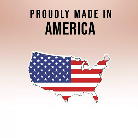 Magnetic bumper sticker, front view: United States map outline filled with American flag stripes, white border.